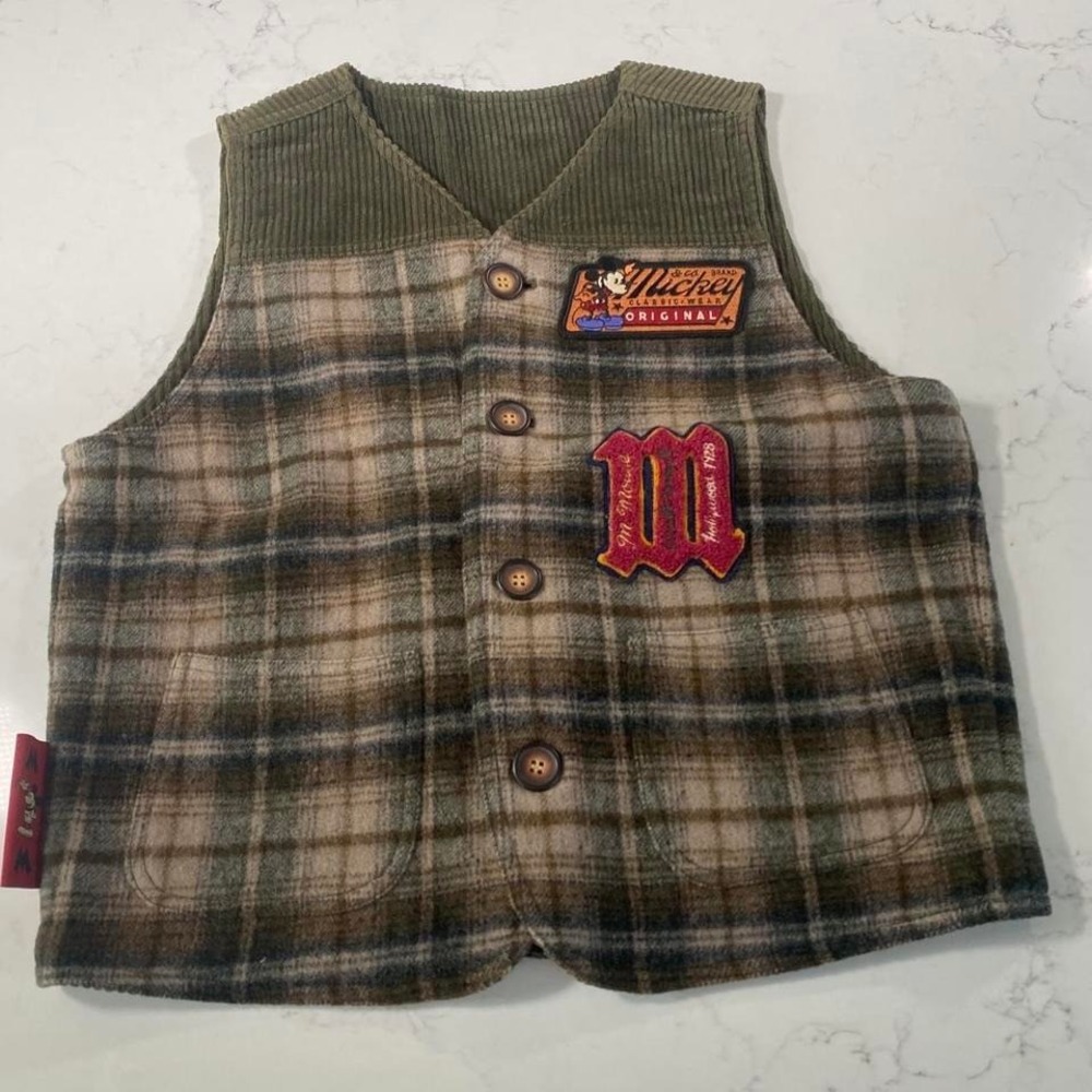 Vintage Mickey & Co. Plaid Vest – 90s Disney Kids Size M – Corduroy &‎ Flannel